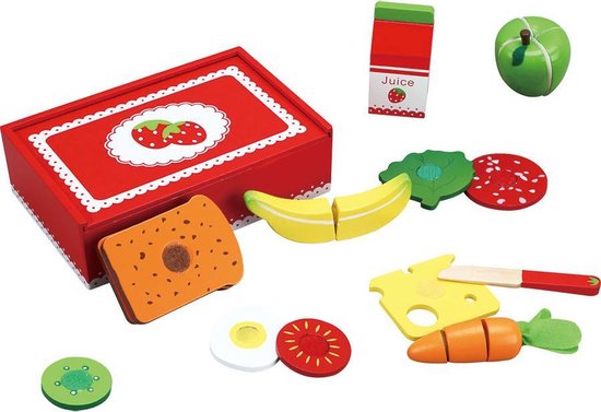 Playwood Houten speelgoed snijset lunchbox Aardbei | bol.com