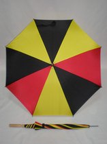 Lange paraplu met belgische kleuren recht handvat hout