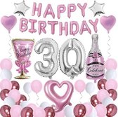 La Gabriela - 30 Jaar Verjaardag Set - 48 Stuks - Champagne Balloon - Roze Ballonnen - Jubileum - 30 Years Old - Party - Happy Birthday