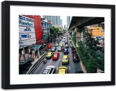 Foto in frame , Veelkleurige auto's in stad ,120x80cm , Multikleur , wanddecoratie