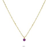 Twice As Nice Halsketting in goudkleurig edelstaal, amethyst 4 mm  35 cm+5 cm