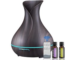 O'dor® Aroma Diffuser - EXTRA 2 x Etherische Olie - Luchtbevochtiger - Aromatherapie - Geurverspreider - Donkerbruin