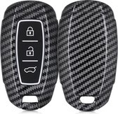 kwmobile autosleutelhoes geschikt voor Hyundai 3-knops autosleutel Keyless Go - hardcover beschermhoes - Carbon design - zwart