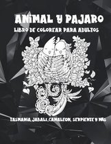 Animal y pajaro - Libro de colorear para adultos - Tasmania, jabali, camaleon, serpiente y mas