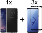 Samsung S9 Hoesje - Samsung Galaxy S9 hoesje transparant siliconen case hoes cover hoesjes - Full Cover - 3x Samsung S9 screenprotector