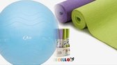 Qlife Gymnastiek bal + pomp - Yoga bal - 65cm ø - Fitness - Yoga - Ondersteuning Rug - Grijs