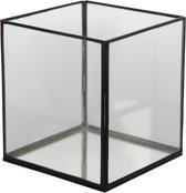 Windlicht glas 10x10x11cm zwart
