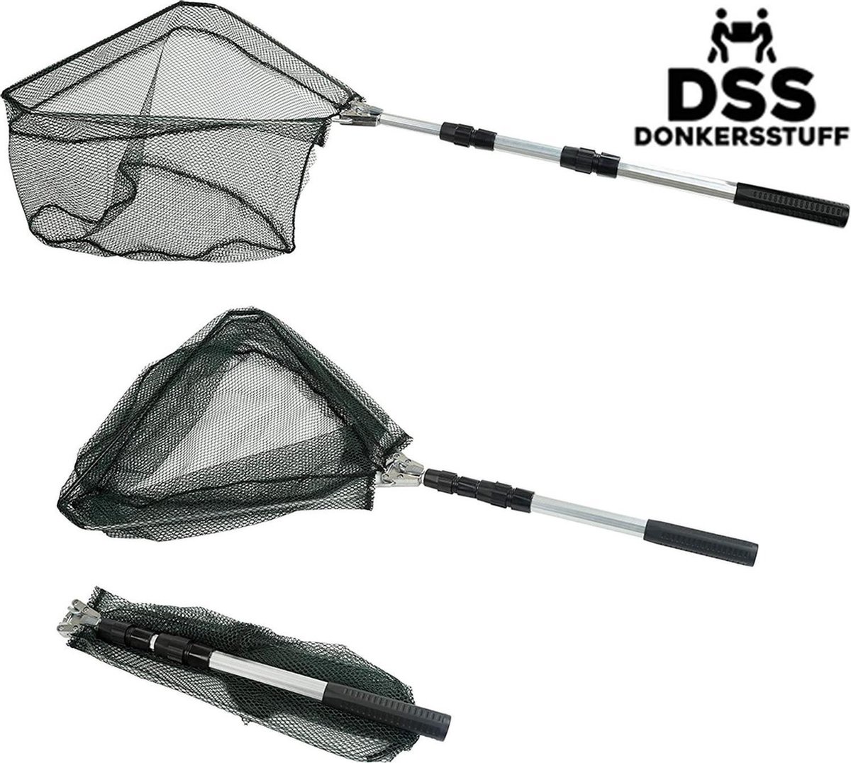 Donkersstuff - Visnet - Vissennet - Vissen - Schepnet - Opvouwbaar - Aluminium 150cm
