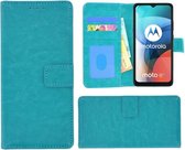 Motorola Moto E7 Hoesje - Bookcase - Pu Leder Wallet Book Case Turquoise Cover
