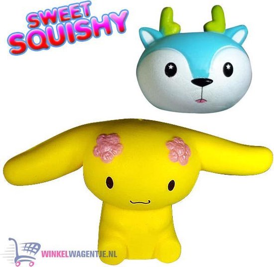 2 st. Sweet Squishy Speelfiguren Gele Avatar + Hertje 10 cm | Squeezy  speelgoed pakket... | bol.com