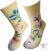 Verjaardag cadeau - Moederdag cadeau - Moeder sokken -Moederdag - Bloemen sokken - Leuke sokken - Vrolijke sokken - Luckyday Socks - Sokken met tekst - Aparte Sokken - Socks waar je Happy van
