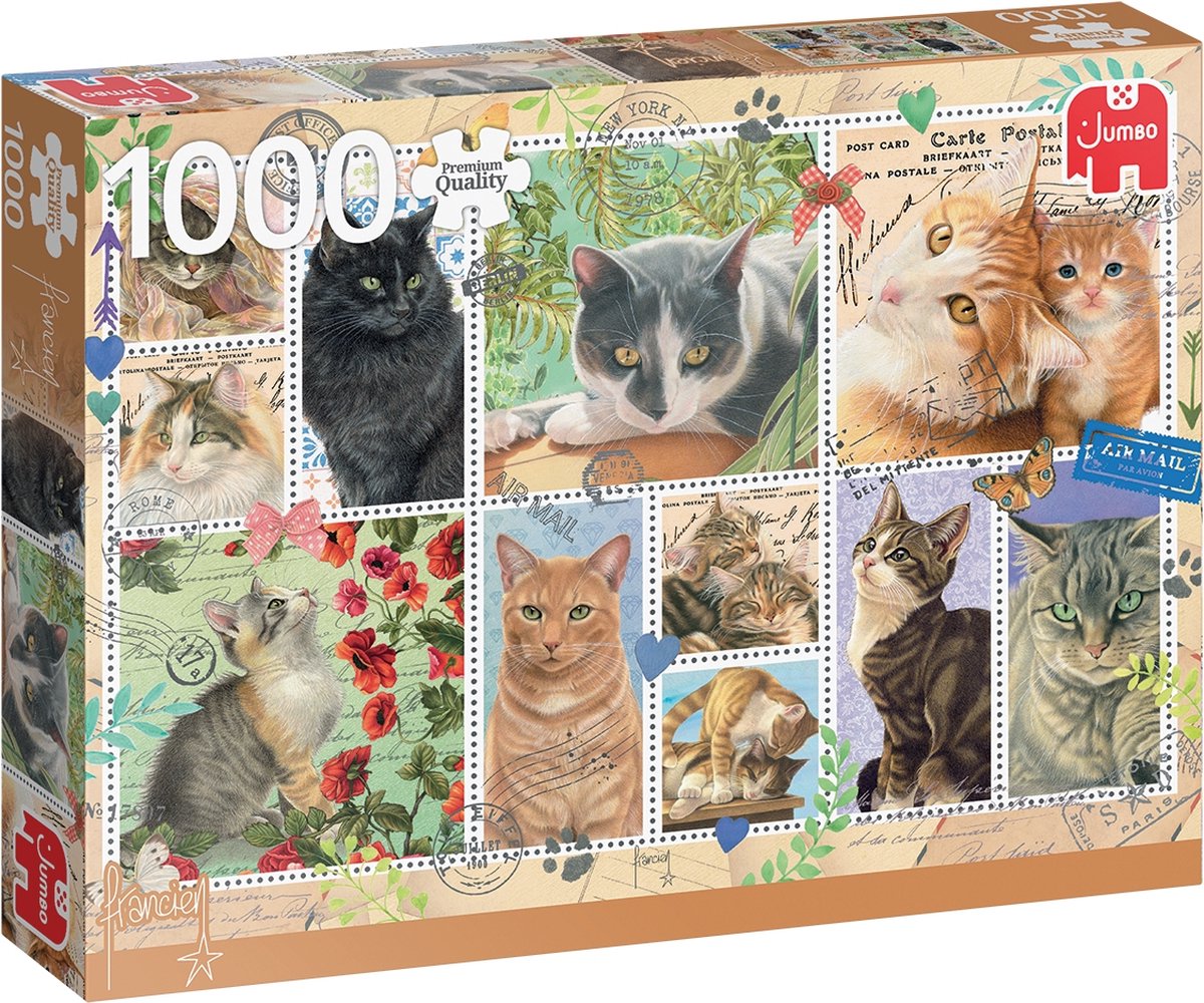 Jumbo Premium Collection Puzzel Franciens Katten Cat Stamps - Legpuzzel