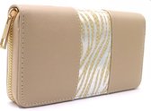 Portemonnee Shiny Zebra - ritssluiting - PU Leer - 19x10 cm - bruin