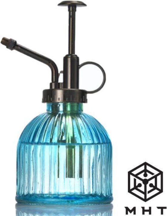 MHT Plantenspuit Glas - Blauw - Vintage - 230 ml - Spray - 6 Kleuren - Water Verstuiver