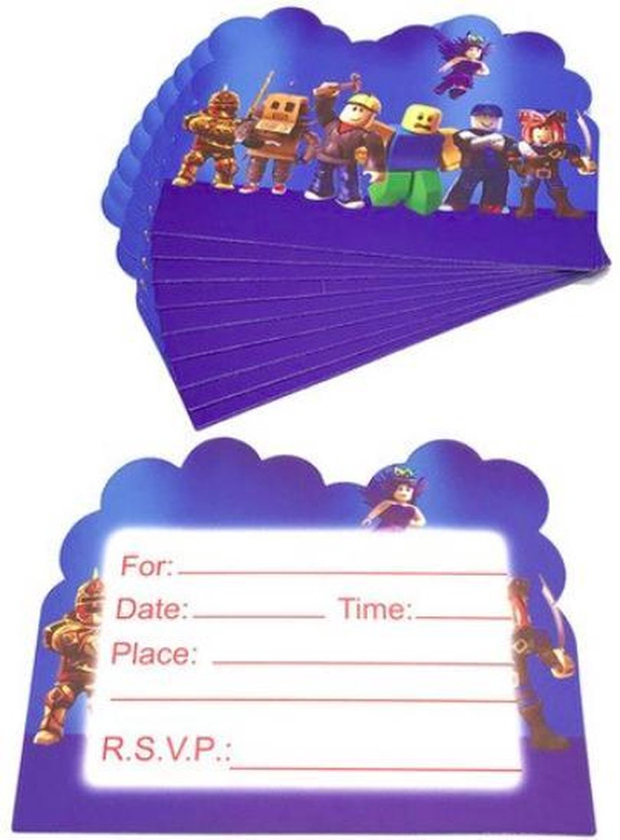Cartes D'invitation Anniversaire Roblox - Lot De 12 Avec Enveloppes Et Autocollants, En Allemand