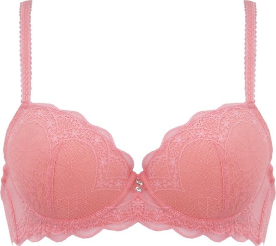 Naturana padded lace BH maat 90E met beugels apricot