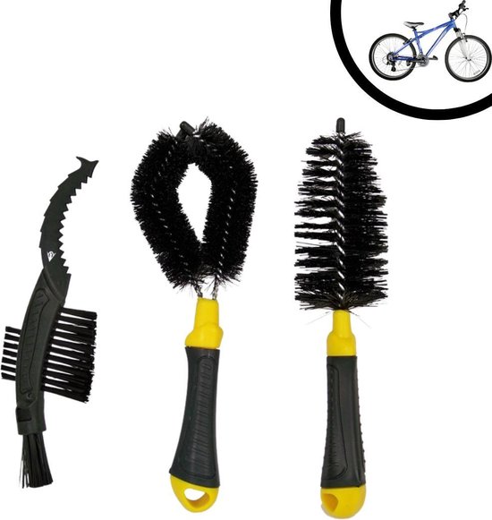 Set brosse vélo - Nettoyage - Brosse - Maintenance - Set de 3 - chaîne -  Roue - Rayons... | bol.com