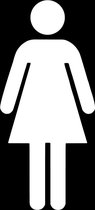 Dames toilet symbool - wit - 7 cm x 15 cm - deursticker - Dames WC - Toiletpictogram