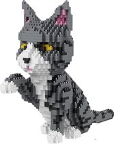 Balody Grijs witte kat - Nanoblocks / miniblocks - Bouwset / 3D puzzel - 1300 bouwsteentjes - Balody 16038