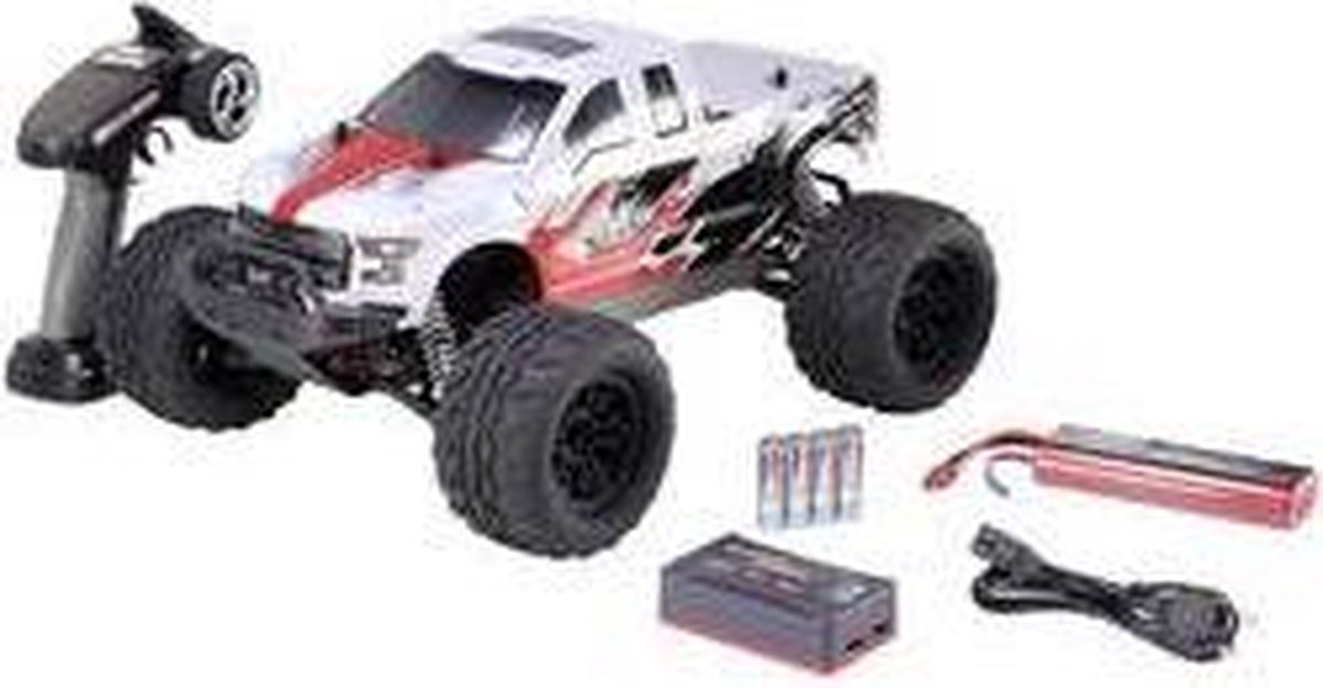 Reely NEW1 Brushed 1:10 RC Model Car, Electric Monster Truck, 4WD (4WD)  100% RTR 2.4 GHz Including Battery, Charger and : : Toys