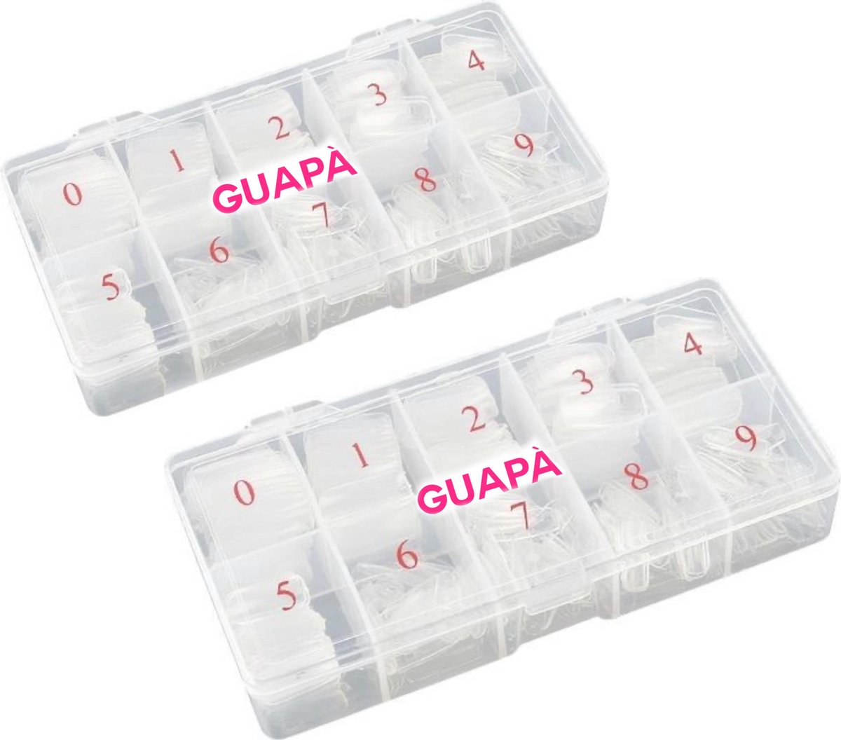 GUAPÀ - Nagel Tips Kunstnagel Set 1000 Stuks voor het verlengen van je nagels - Acryl en Gel - 2 x 500 stuks Transparant
