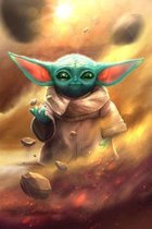 Grogu - Baby Yoda - Star Wars - The Mandalorian - Disney - Diamond Painting - 20x20cm - Complete Set - Inclusief Tools - Stipco