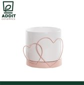 Addit Ceramics met Roze Hart | Bloempot | Keramiek | Kamerplant |
