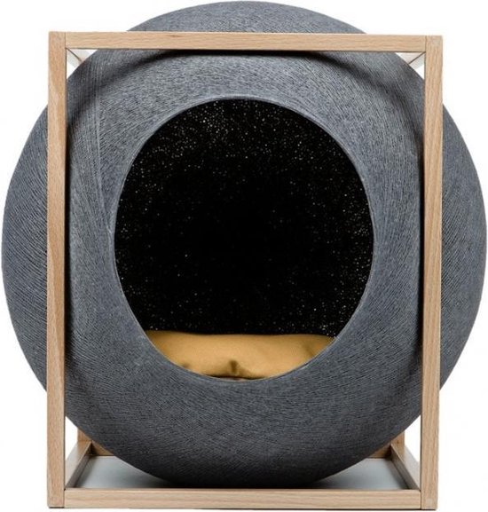 Schouderophalend plein Celsius The Dark Grey Cube Wood Edition - Meyou Parijs. Luxe Franse design  kattenmand | bol.com