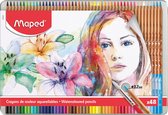 Boîte de 48 crayons aquarelle - Crayons aquarellables - 48 crayons 1 pinceau