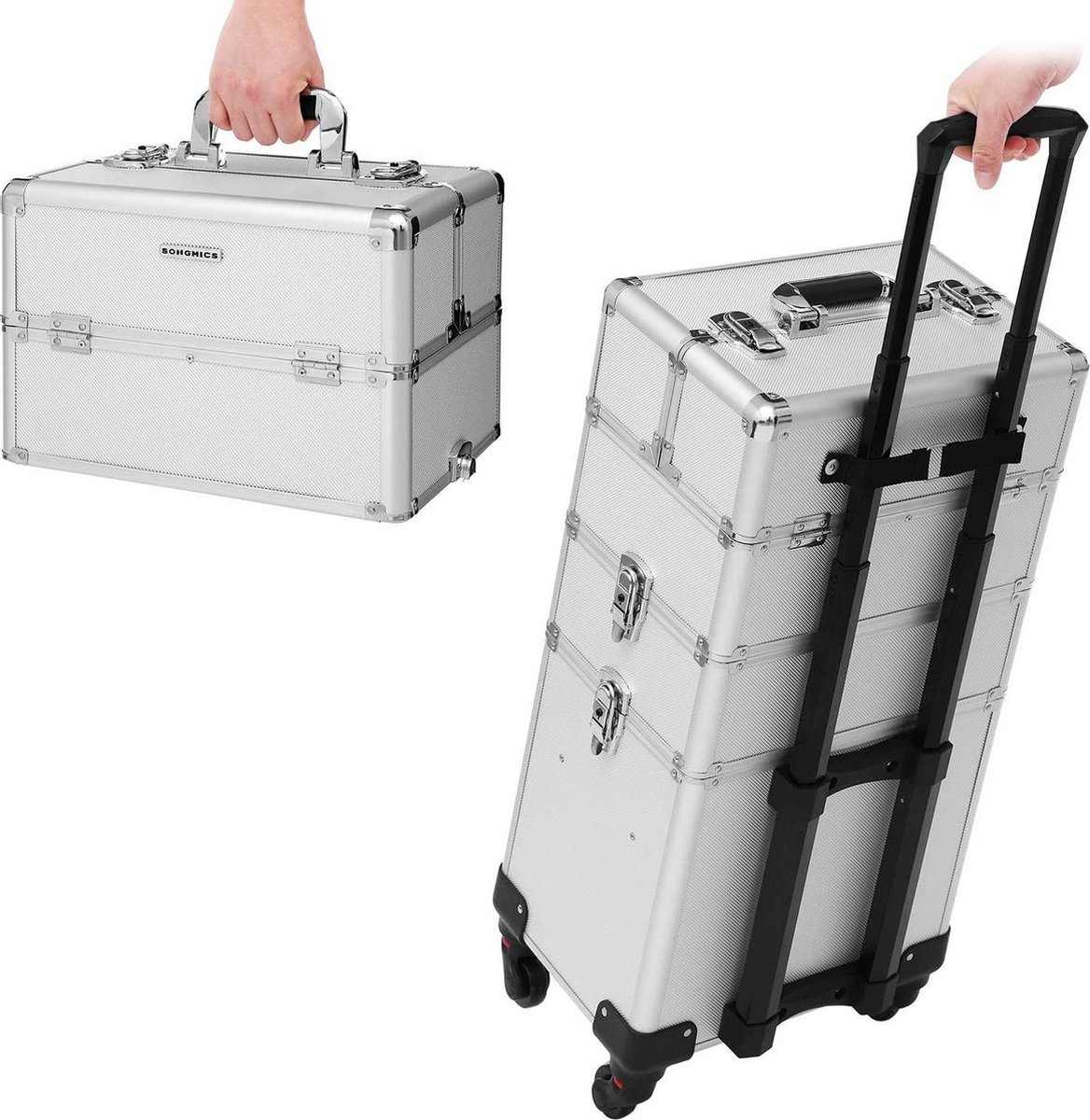 Trolley cosmetische koffer XXL make-up koffer Lege kapperskoffer rolmaat  voor bagage... | bol.com