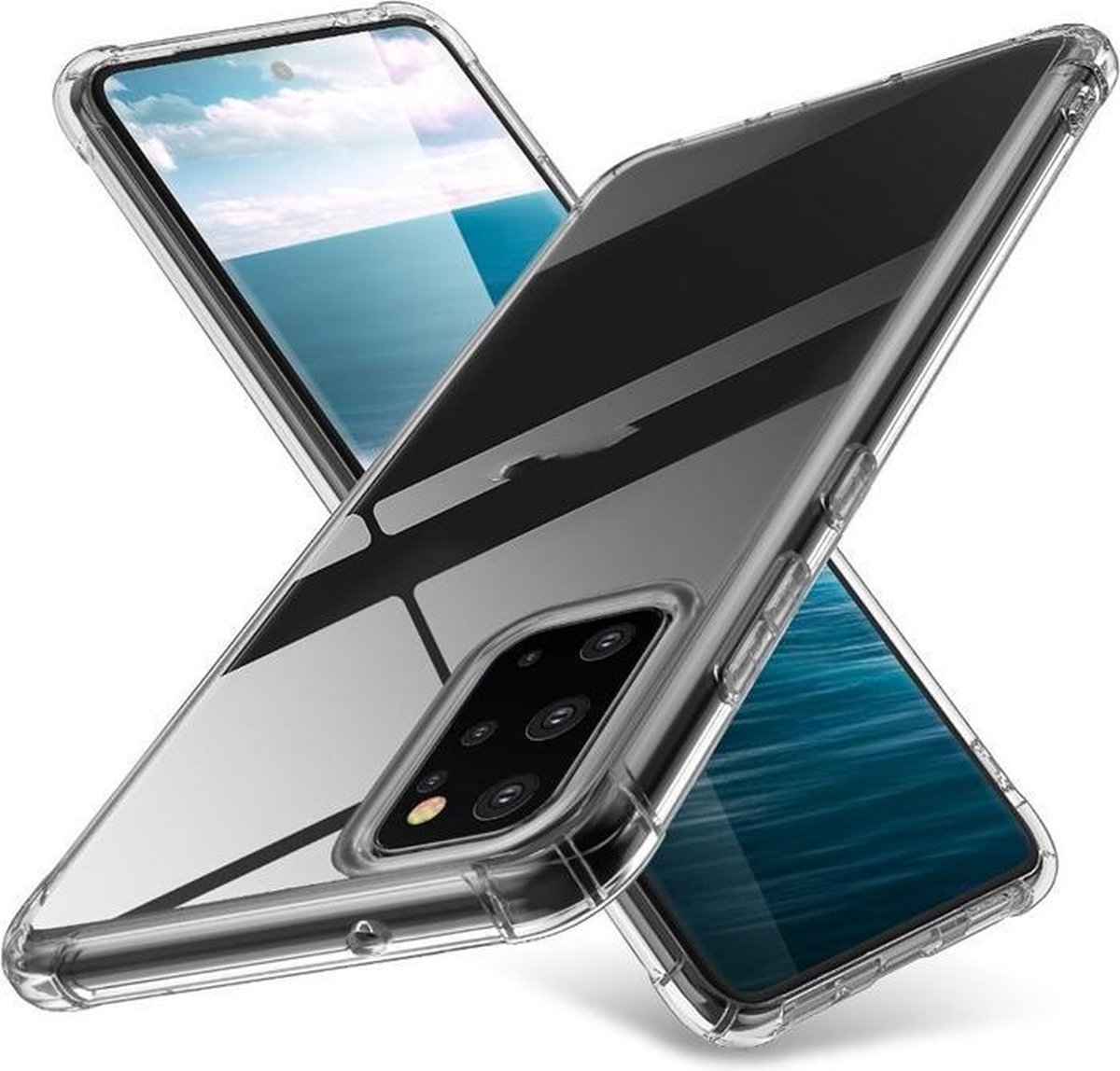 Ceezs siliconen hoesje geschikt voor Samsung Galaxy S20 Ultra Hoesje Shockproof TPU Case Transparant + glazen Screenprotector