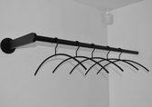 Zwarte kapstok voor hangers in hoek (100 cm)