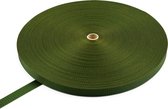 Polyester band 25 mm - 1200 kg - 50 m op rol - zonder strepen - Kaki groen