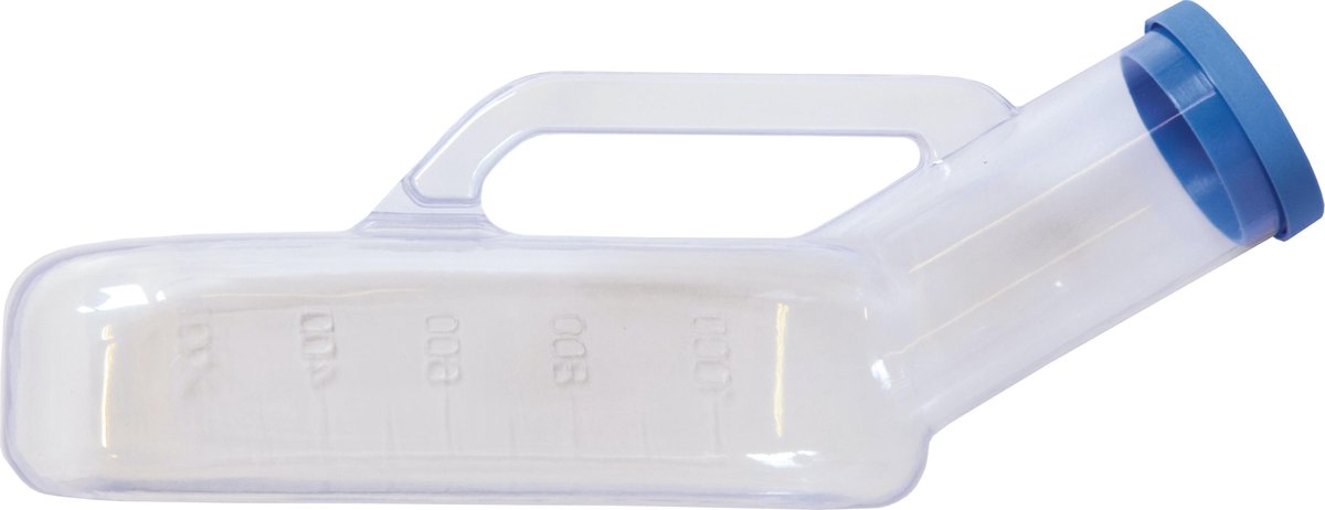 Goedkoopste Urinaal met handvat heren / mannen met deksel - transparant kunststof - 1000ml - urinefles