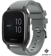 Siliconen Smartwatch bandje - Geschikt voor  Garmin Venu SQ bandje siliconen - grijs - Strap-it Horlogeband / Polsband / Armband