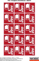 Pictogram sticker 75 stuks F010 - Draagbare schuimblusser - 50x50mm - 15 stickers op 1 vel