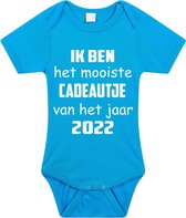 Baby rompertje met leuke tekst | Ik ben het mooiste cadeautje van het jaar 2022 |zwangerschap aankondiging | cadeau papa mama opa oma oom tante | kraamcadeau | maat 68 blauw