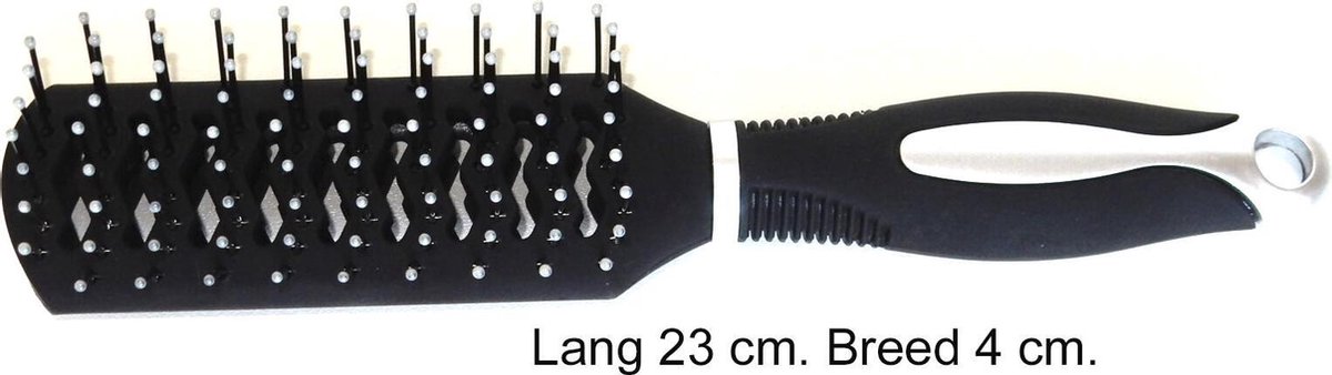 Rojafit Professional Tunnel Haarborstel- Rechthoek - Zwart- Lang 23 cm.