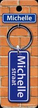 Paper Dreams Sleutelhanger Straatnaam Michelle 9 Cm Staal Blauw