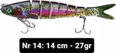 Realistische kunstaas "Multiplaza" met 8 swimbait - segmenten 14 cm - 27 gram - Lokaas - Hengelsport - vissen - snoek - 3d ogen - levendig - roofvissen  - karper