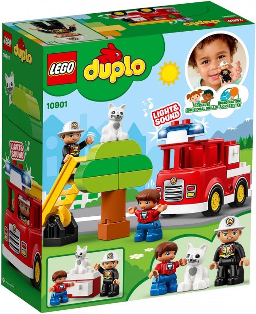 LEGO 10969 Duplo Town Le Camion de Pompiers, Jouet de Construction, avec  Lumières et Sirène, Jeu Éducatif 2 Ans