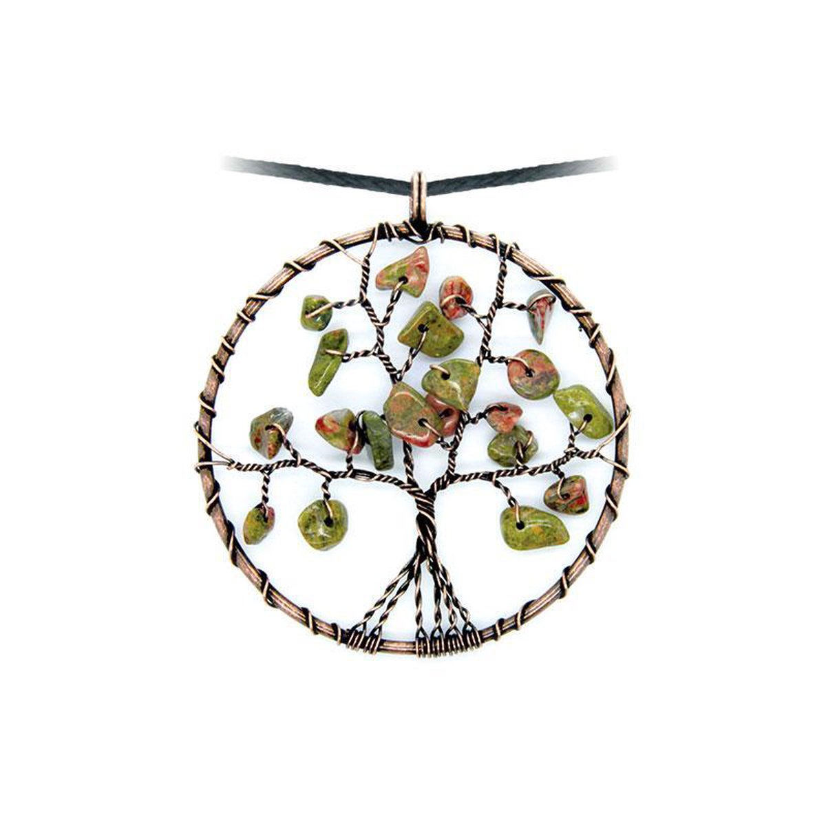 Unakiet levensboom hanger - 5 cm - ketting inclusief verstelbaar zwart koord