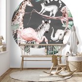 Behangcirkel Watercolor Savanna - antra 80 cm doorsnede