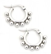 dot earrings - oorbel hangers - 1cm hoops - festival - oorbellen - oorbel hanger met stippen - zilverkleurig - rvs