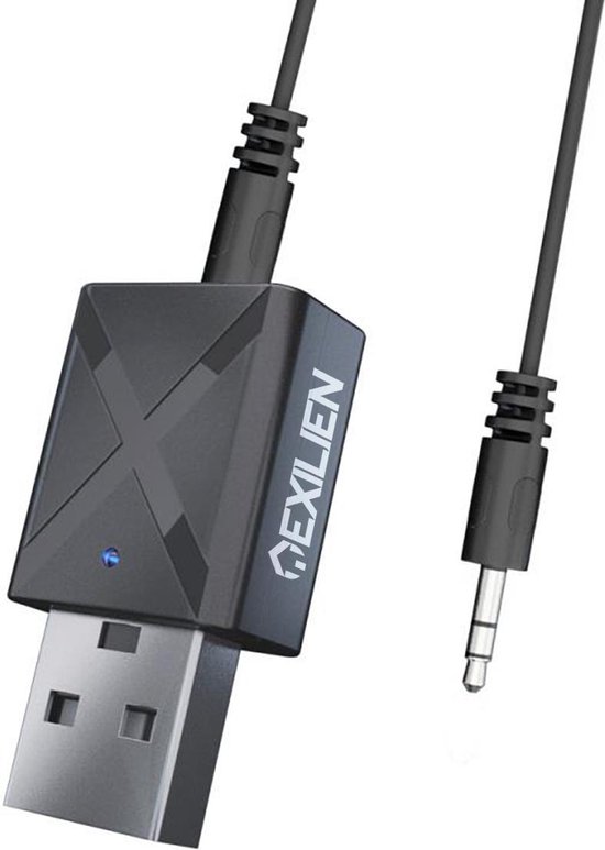 Exilien Bluetooth 5.0 adapter - Zender en ontvanger - 3,5mm Aux - Tot 10 meter - Zwart - Exilien