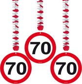 12x stuks Rotorspiralen 70 jaar verjaardag verkeersborden - Leeftijd feestartikelen/versieringen