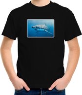 Dieren shirt met haaien foto - zwart - voor kinderen - natuur / haai cadeau t-shirt XL (158-164)