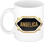 Angelica naam cadeau mok / beker met gouden embleem - kado verjaardag/ moeder/ pensioen/ geslaagd/ bedankt