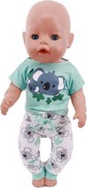 Poppenkleertjes - Geschikt voor Baby Born - Koala pyjama - Broek en shirt - Kledingset voor babypop