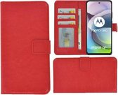 Étui Motorola Moto G 5G - Bookcase - Étui portefeuille en cuir PU Housse rouge